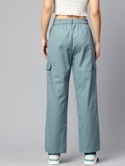 High-Rise Pure Cotton Cargo Trousers