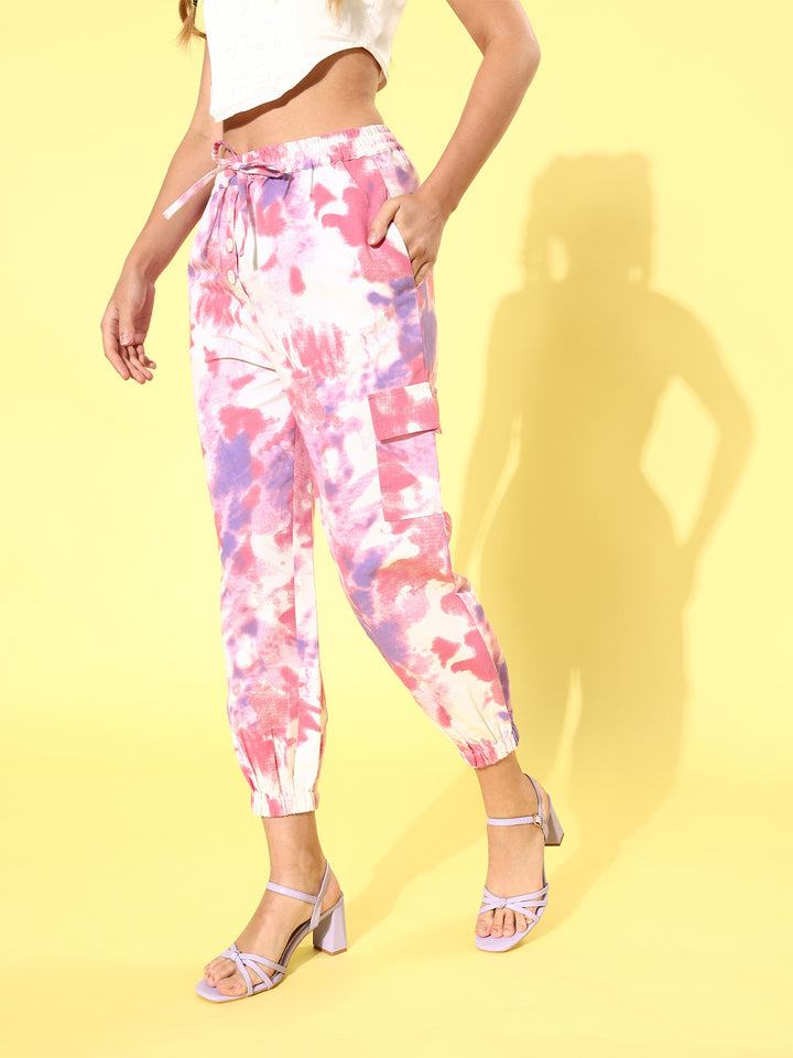 Women Pink and purple Tie & Dye 2.0 Trousers