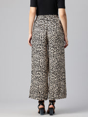 Women Animal Printed Wide Leg High-Rise Trousers