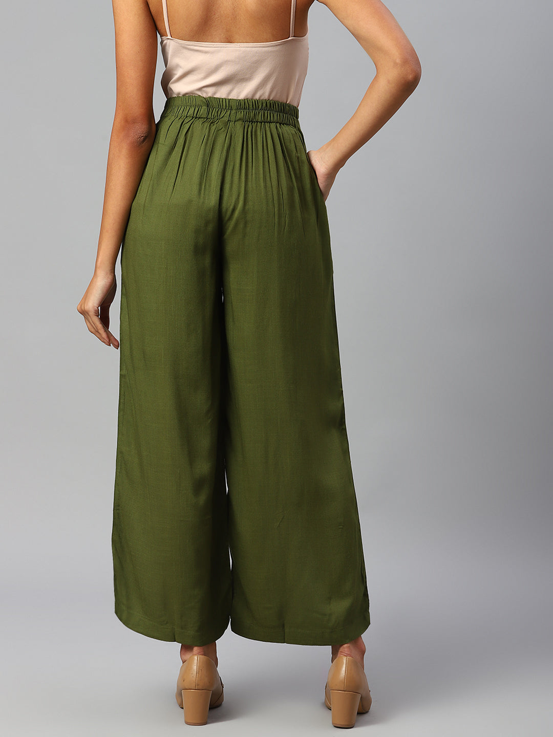 Women Olive-Green Palazzos