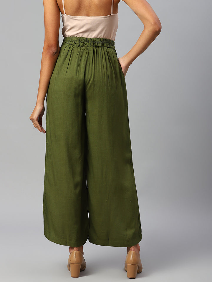 Women Olive-Green Palazzos