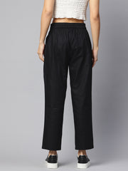 Black Pure Cotton Peg Trousers