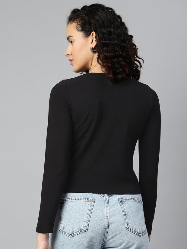Black Fitted Crop Top