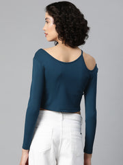 Teal Cut-Out Crop Top