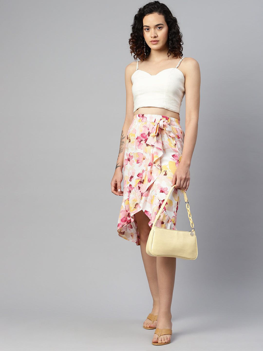 Pink Floral Wrap Skirt