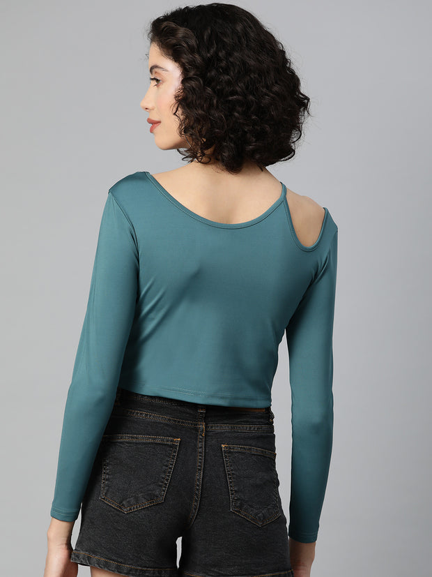 Turquoise Cut-Out Crop Top