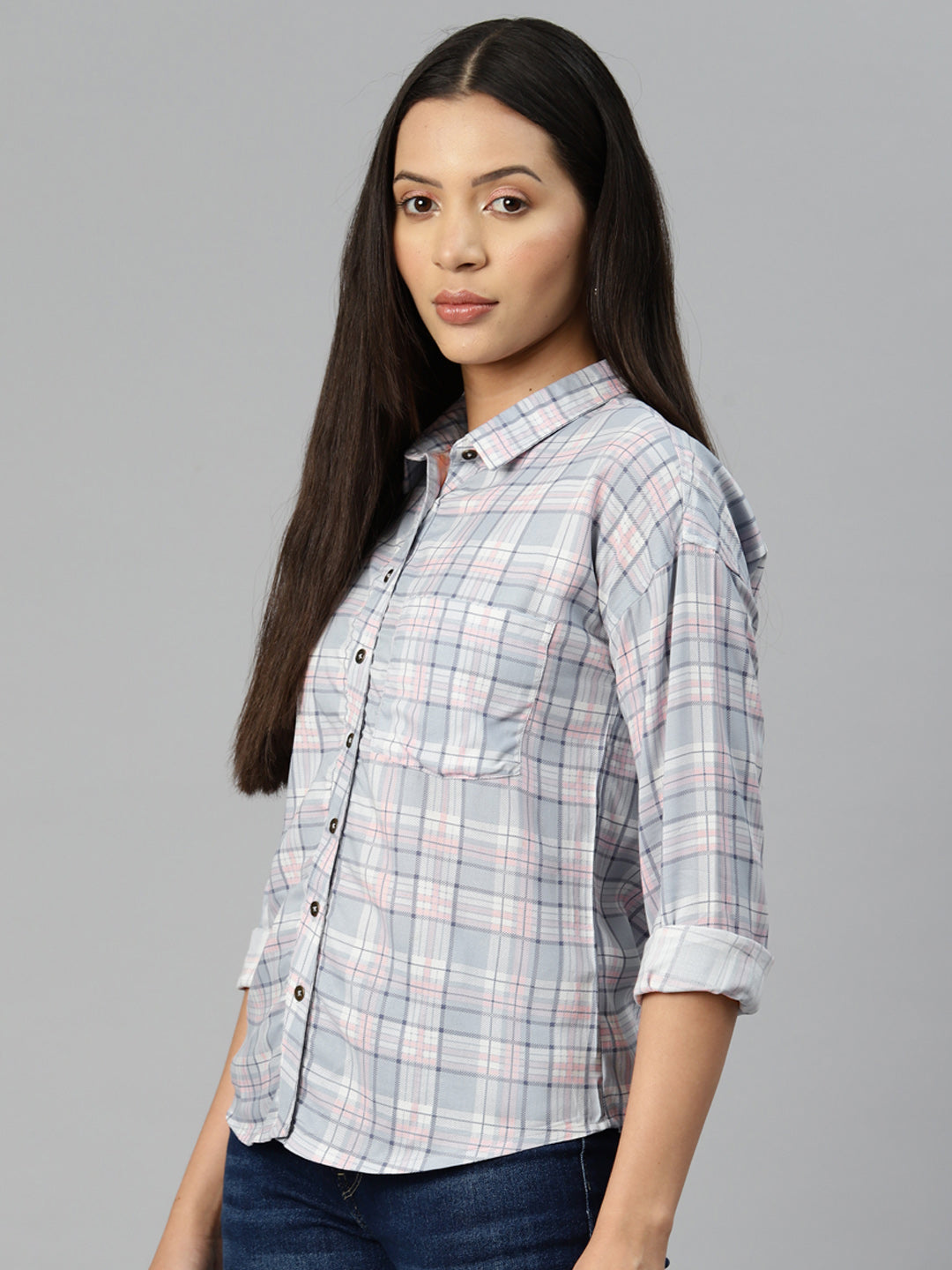Blue Checked Casual Shirt