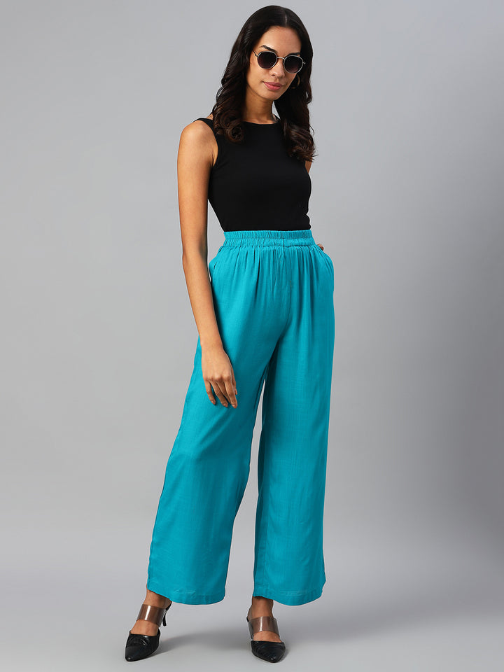 Women Turquoise Blue Palazzos