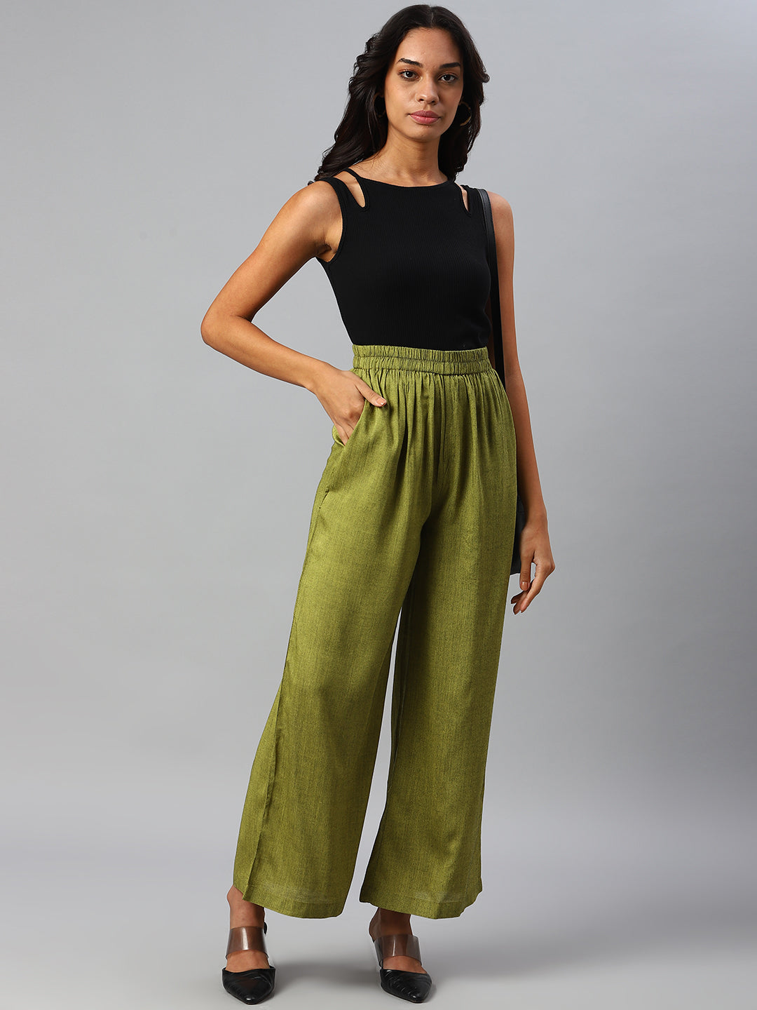 Women Olive Green Palazzos