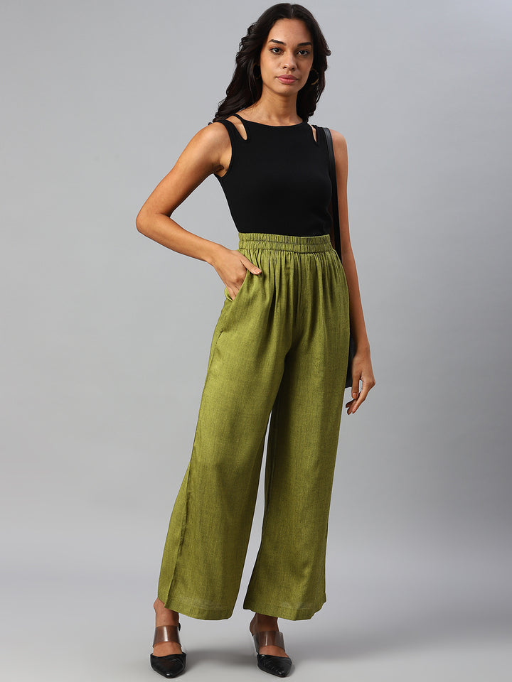 Women Olive Green Palazzos