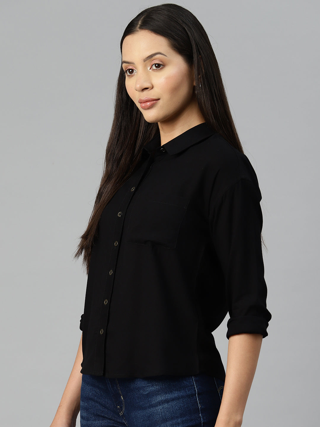 Black Opaque Casual Shirt
