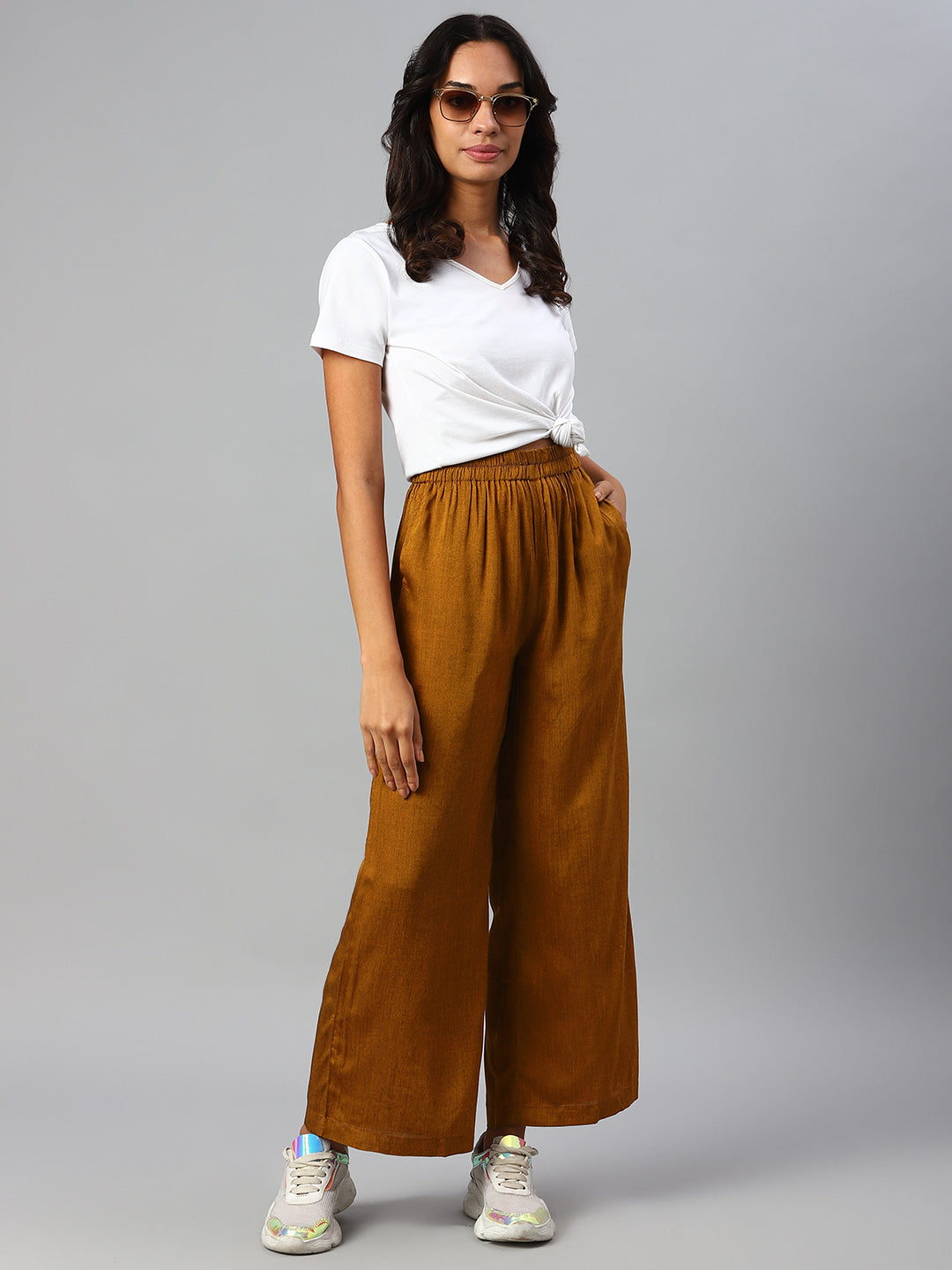 Women Mustard Yellow Palazzos