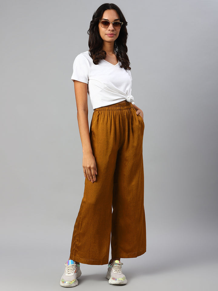 Women Mustard Yellow Palazzos