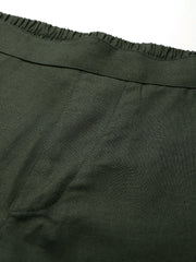 Olive Green Pure Cotton Peg Trousers