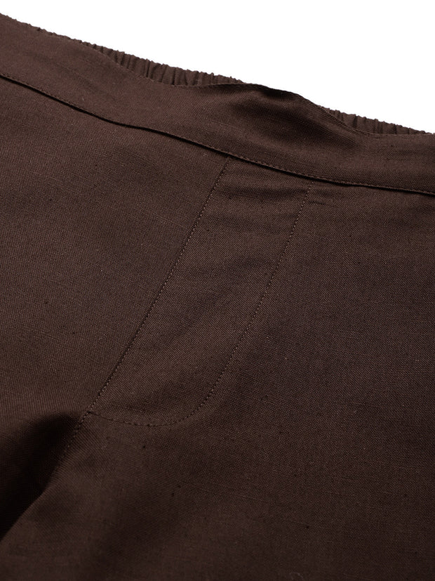 Coffee Brown Pure Cotton Peg Trousers