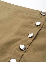 Khaki Cotton Layered Mini Skorts
