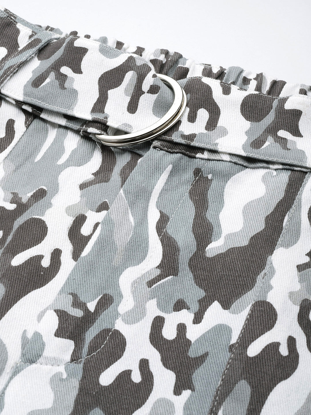 Grey Camouflage Printed Cargos Trousers with Belt