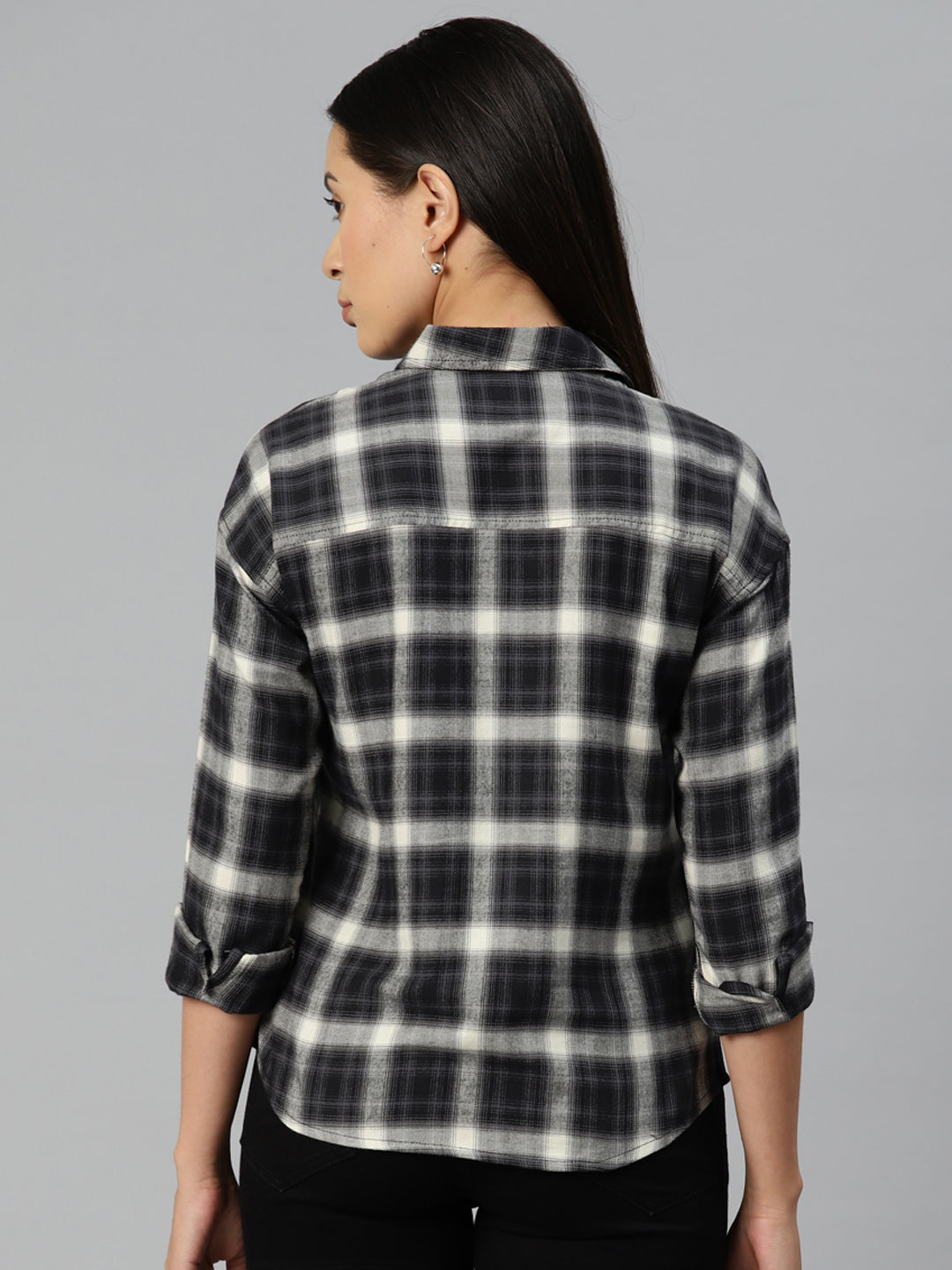 Black Checked Opaque Casual Shirt