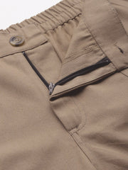 Taupe High-Rise Pure Cotton Cargo Shorts