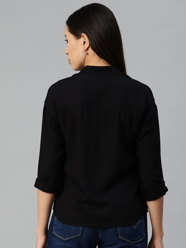 Black Opaque Casual Shirt