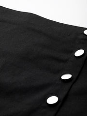 Black Cotton Layered Mini Skorts