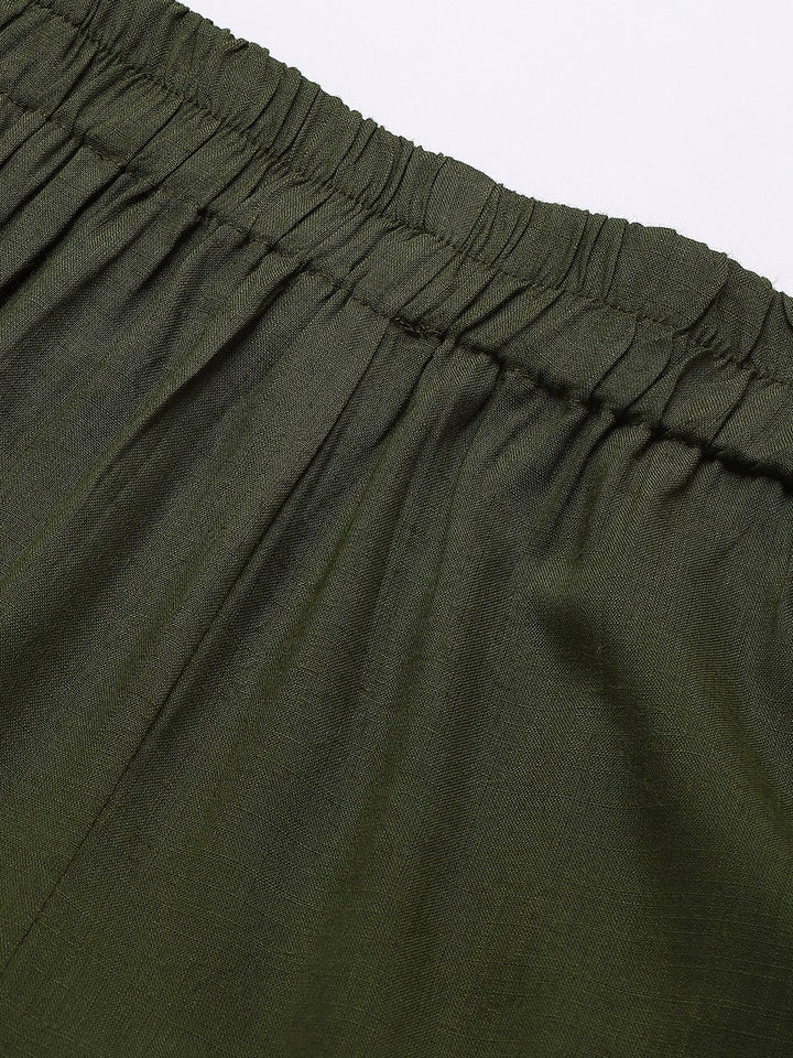 Women Olive-Green Palazzos
