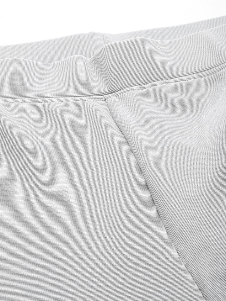 Grey Slim Fit High-Rise Bootcut Trousers
