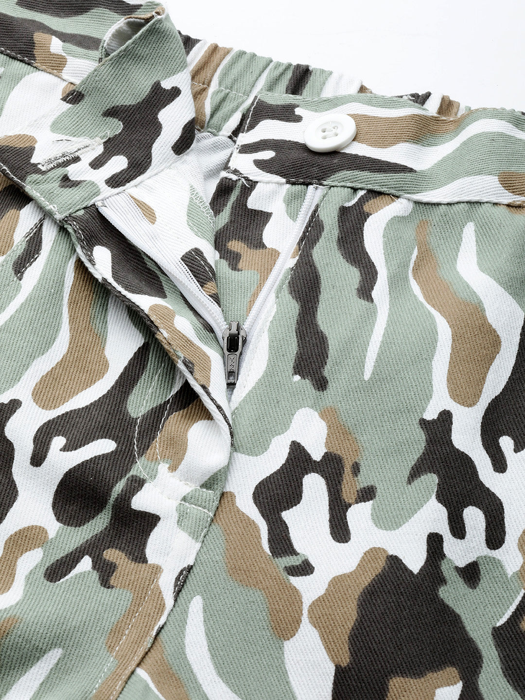 Green Camouflage Printed Shorts