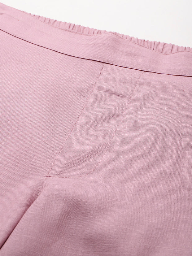 Pink Pure Cotton Peg Trousers