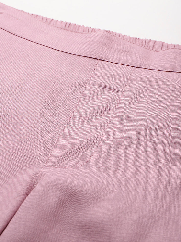 Pink Pure Cotton Peg Trousers