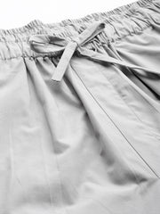 Grey Loose Fit High-Rise Pure Cotton Parachute Cargo Trouser