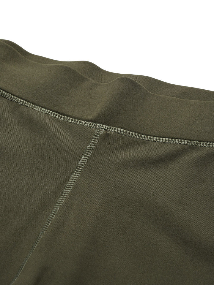 Olive Green Solid Ankle Length Slim Fit Leggings