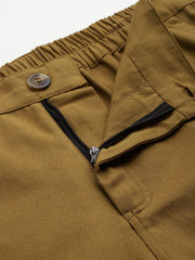 Khaki High-Rise Pure Cotton Cargo Shorts