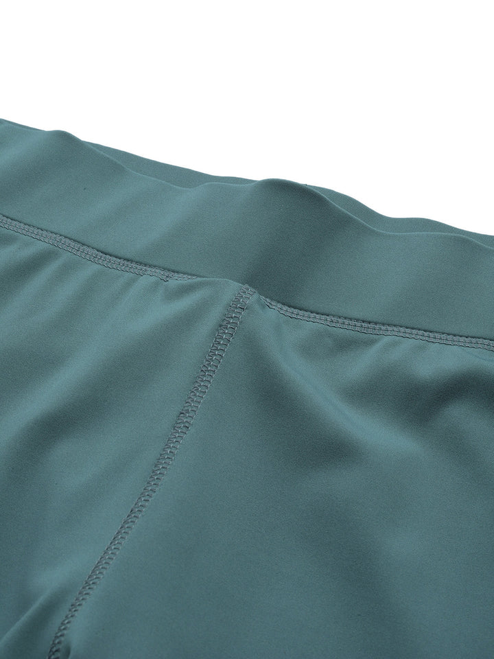 Turquoise Blue Solid Ankle Length Slim Fit Leggings