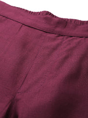 Burgundy Pure Cotton Peg Trousers