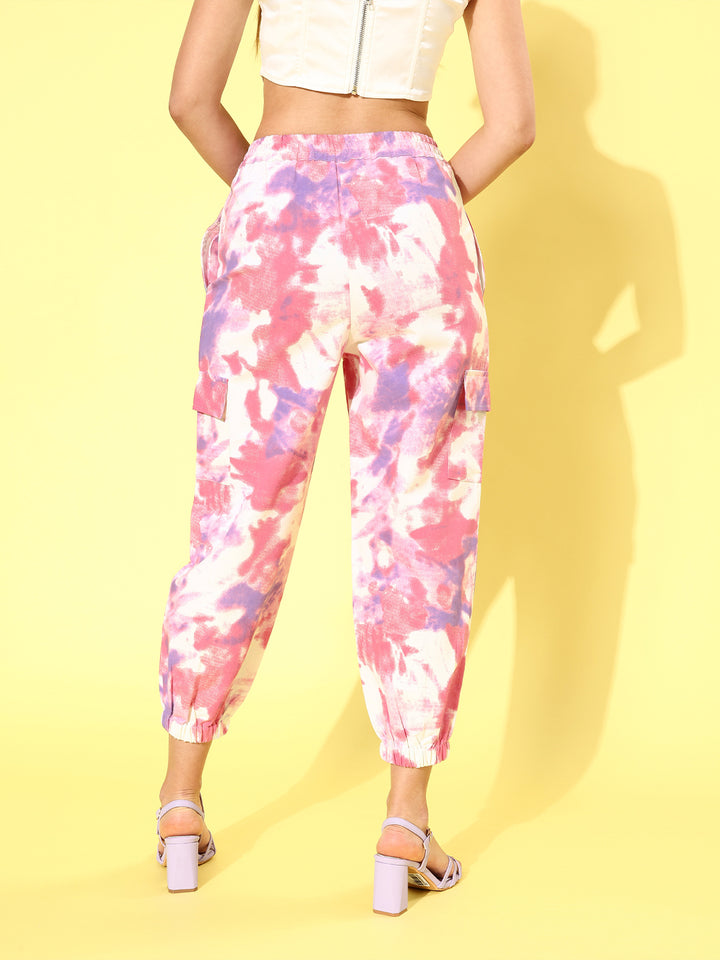 Women Pink and purple Tie & Dye 2.0 Trousers
