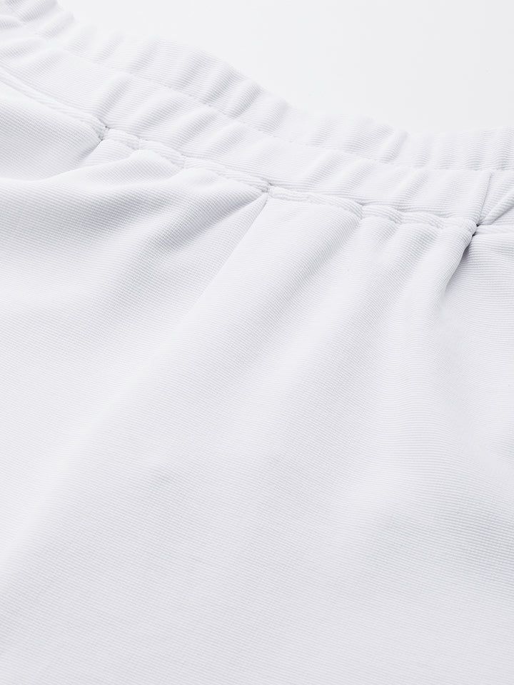 White Solid Mid-Rise Regular Shorts