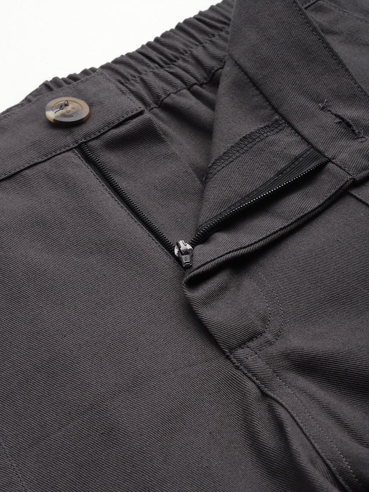 Charcoal High-Rise Pure Cotton Cargo Shorts