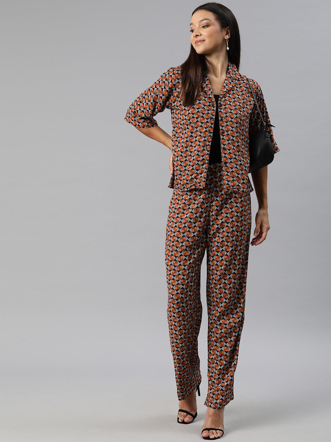Rust & Black Printed Co-Ords
