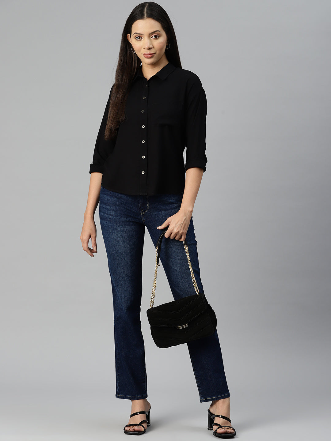 Black Opaque Casual Shirt