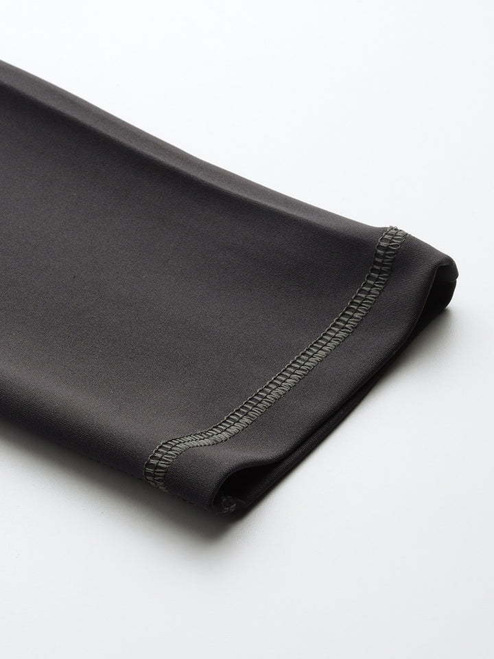 Charcoal Grey Solid Ankle Length Slim Fit Leggings
