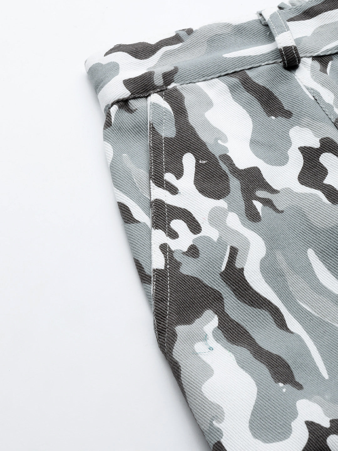 Grey Camouflage Printed Shorts