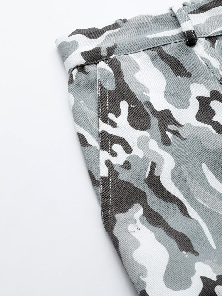 Grey Camouflage Printed Shorts