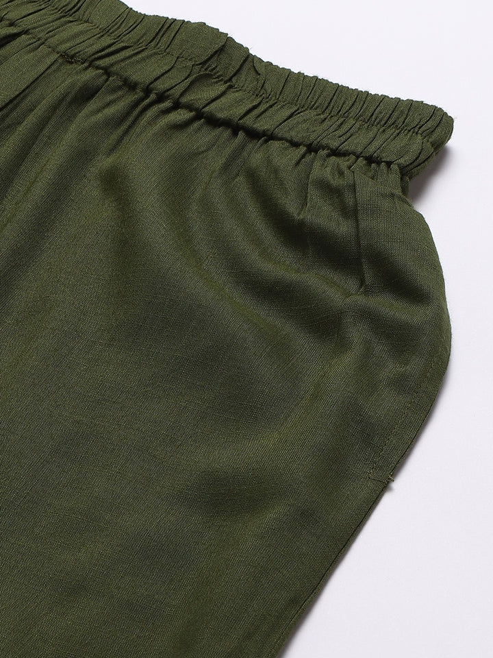 Women Olive-Green Palazzos