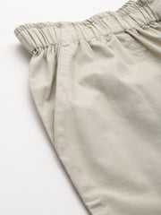 Beige Women Loose Fit High-Rise Cargos Trousers