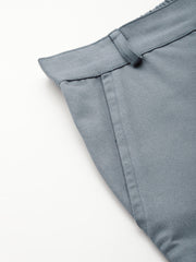 Grey Cotton High-Rise Cargos Trousers