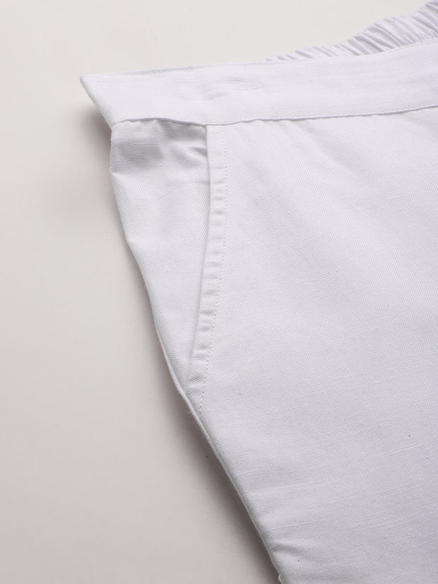 White Pure Cotton Peg Trousers