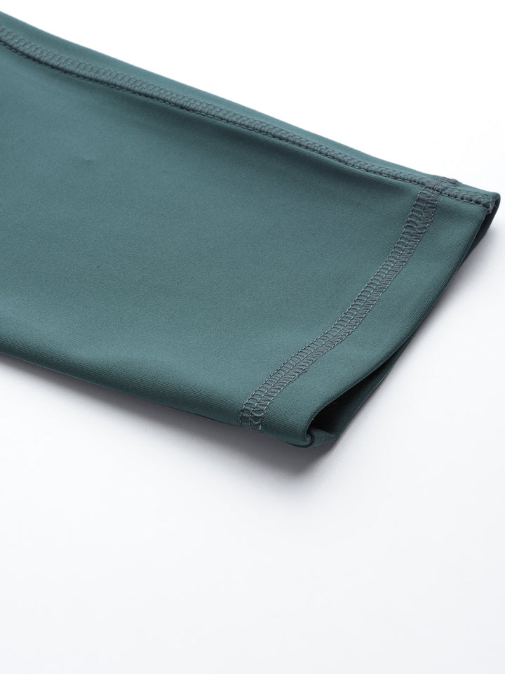 Turquoise Blue Solid Ankle Length Slim Fit Leggings
