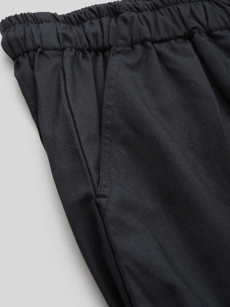 Black Loose Fit High-Rise Pure Cotton Parachute Cargo Trouser