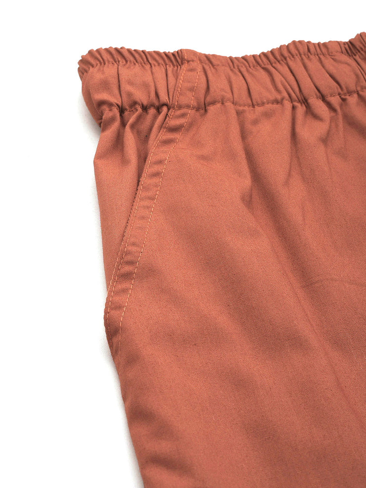 Rust Loose Fit High-Rise Pure Cotton Parachute Cargo Trouser